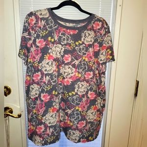 Torrid, grey floral shirt